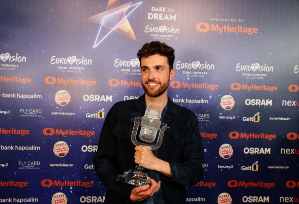 Emoția și energia celor trei finaliști de pe podiumul Eurovision 2019