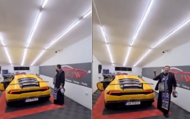 Lamborghini Aventador de 500.000 de euro sfințit de preot la Bobotează. Ce tarif a perceput? - VIDEO