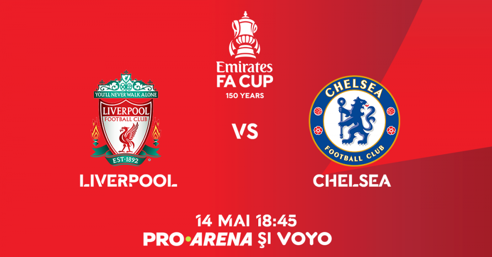 Finala FA Cup, dintre Liverpool și Chelsea, se joacă live și în exclusivitate pe 14 mai 2022 la PRO ARENA și pe VOYO
